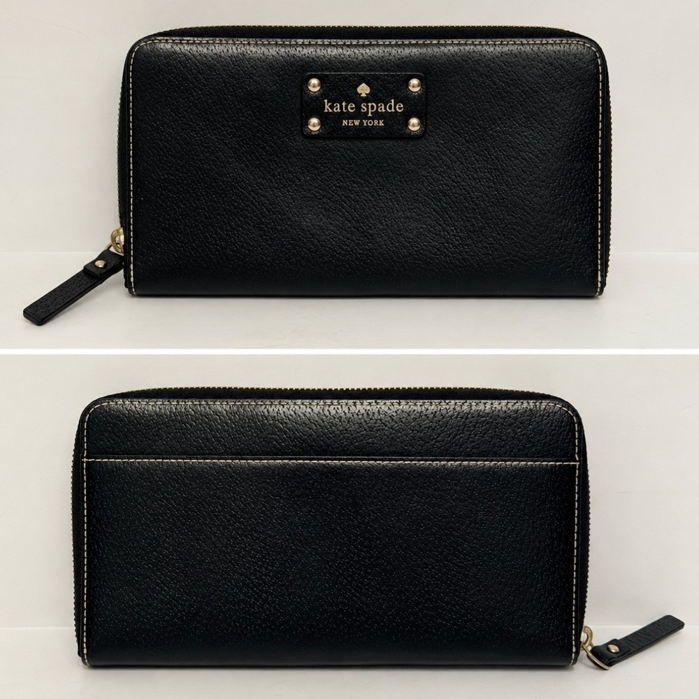 Kate Spade New York Neda Wellesley Continental Zip Around Wallet Black Leather